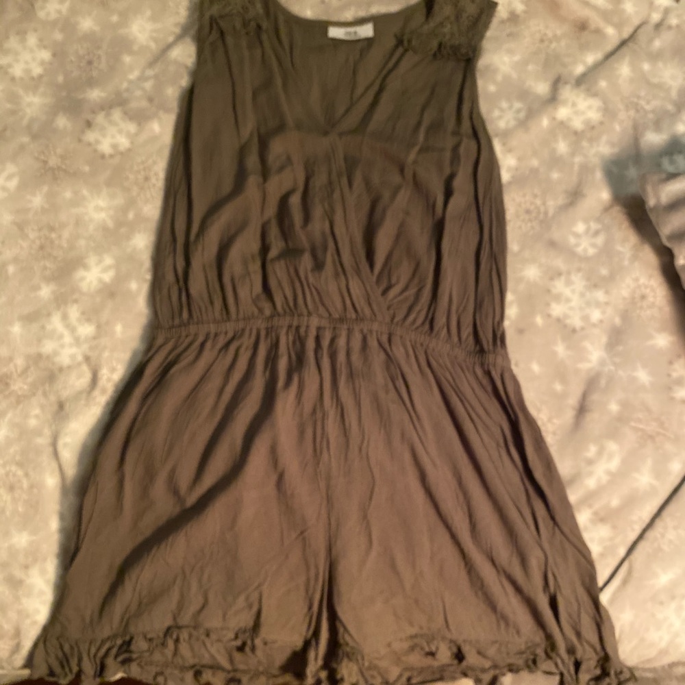 Army Green/ brown button romper